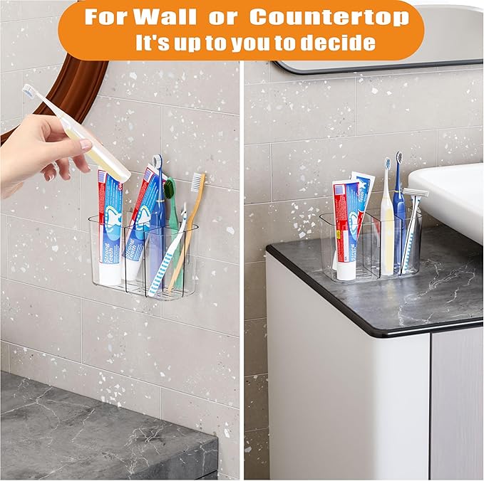Electric Toothbrush Holder for Bathroom Countertop and Wall Mounted