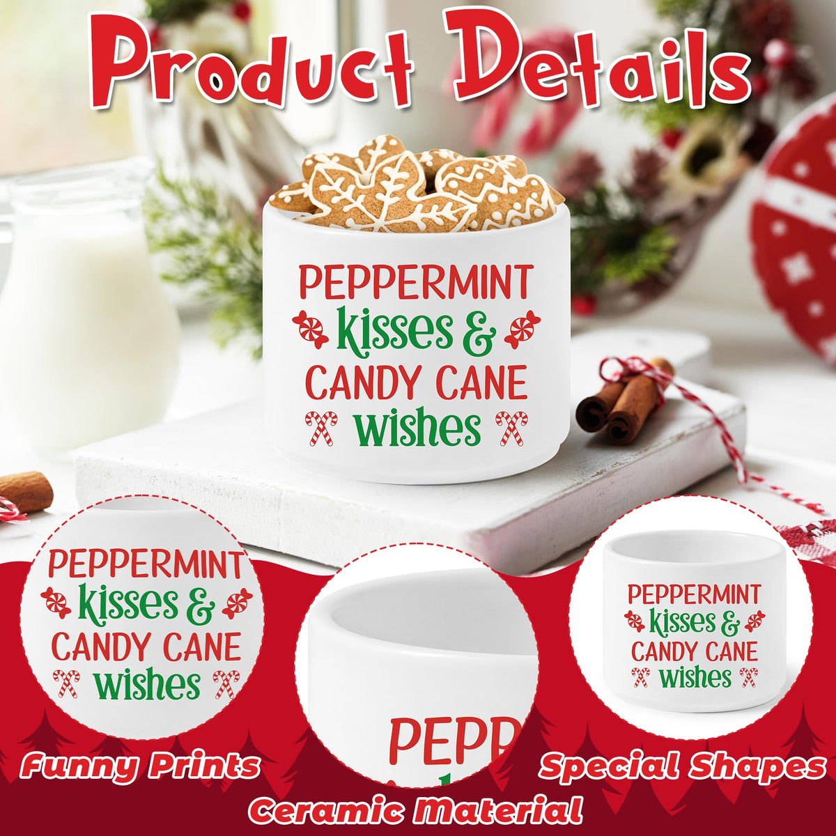 FoszaSzept Candy Dish Cauldron, Christmas Mini Ceramic Candies Bowl Tiered Tray Decor, Snack Serving Bowl Table Wishes Accents for Themed Party Birthday Home Kitchen Events Gifts (Candy)