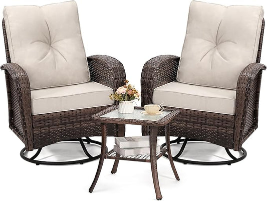 wildformers Luxury Outdoor Swivel Wicker Glider Patio Chairs