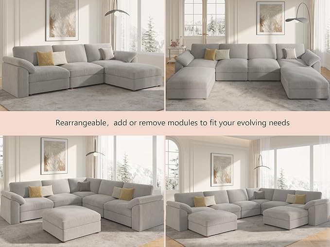 EASE MOOSE Oversized Sectional Modular Sofa, L Shape Sectional Couch Wide Deep