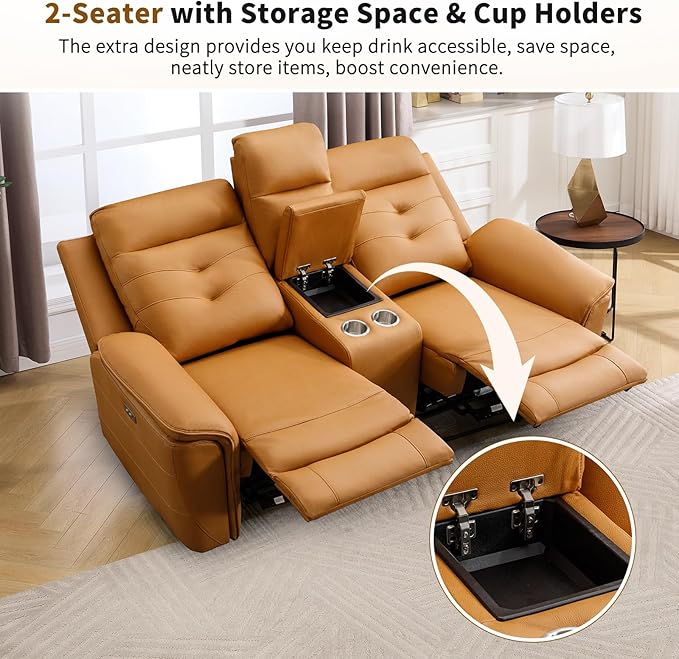 ANJ Power Oversized Reclining Sofa Couch, Breathable Faux Leather 3-Seater