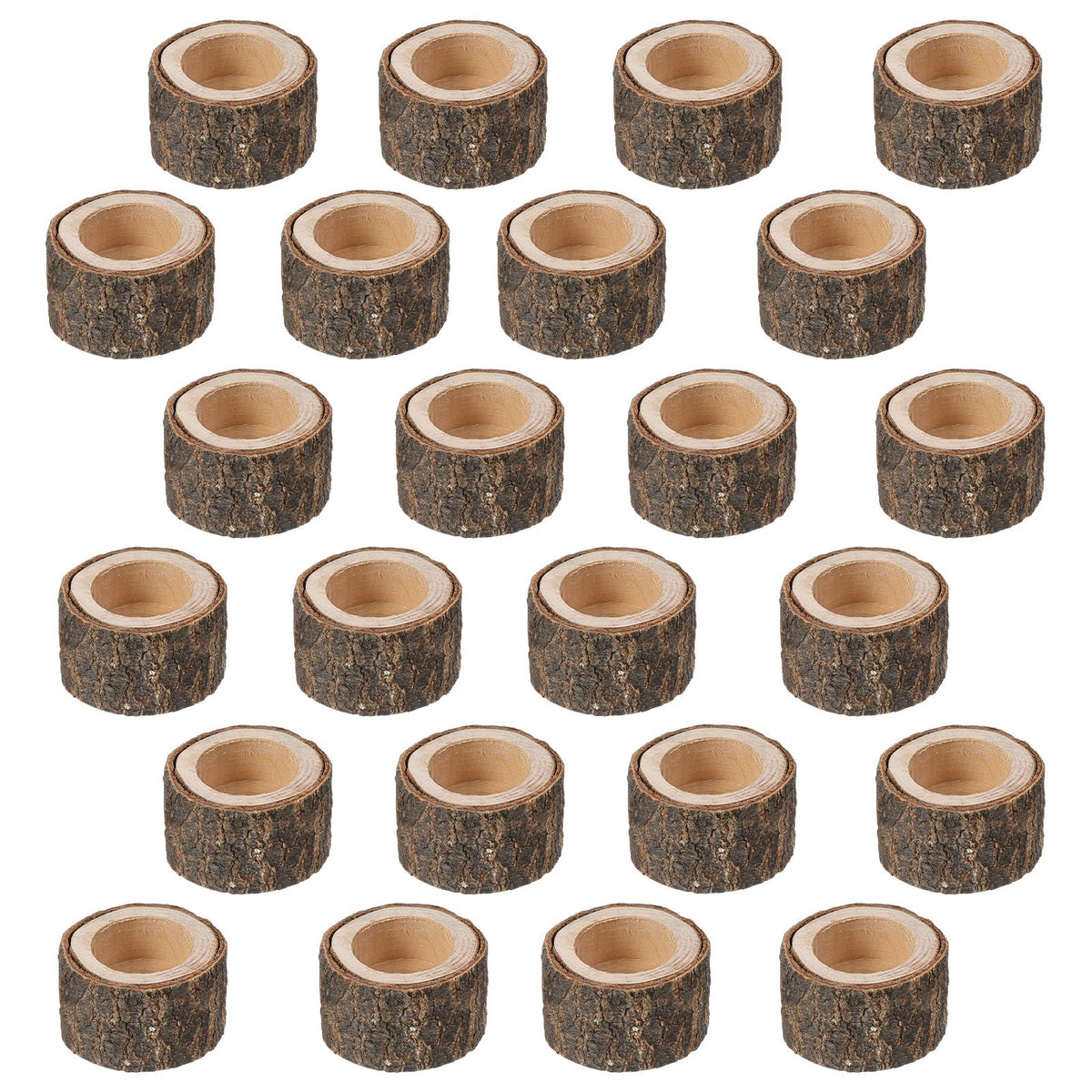 24 Pcs Wooden Tea Light Candle Holders Votive Candle Holders, Rustic Wooden Pillar Candle Stands Vintage Tealight Holders Set Candle Centerpieces for Dining Table Wedding Party, 1.6" H