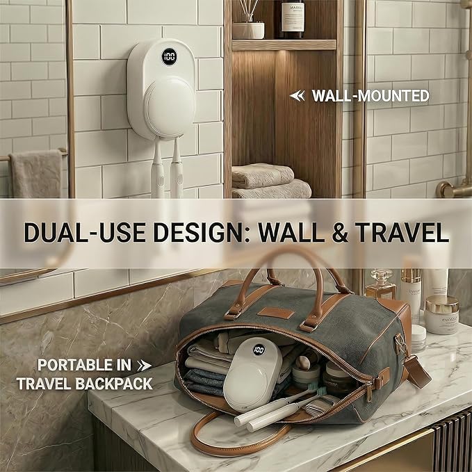 UV Toothbrush Sanitizer Holder Wall Mounted