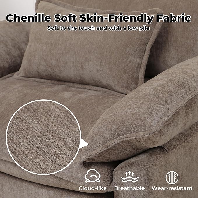 Oversized Accent Chair with Ottoman, Upholstered Armchair with Extra Thick