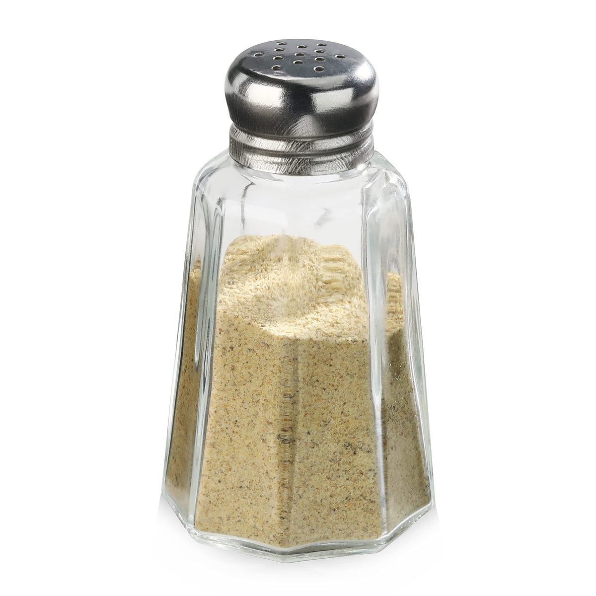 New Star Foodservice Glass Salt and Pepper Shaker with Stainless Steel Mushroom Top, 2-Ounce, Set of 12
