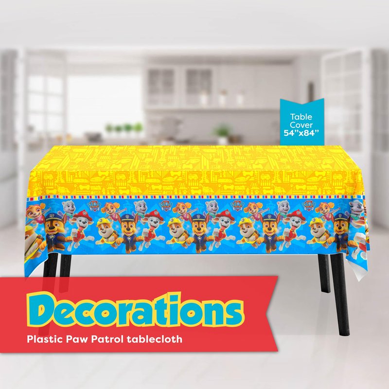 Paw Patrol Birthday Decorations for Party | Serves 16 | Tablecloth, Plates and Napkins, Sticker | Officially Licensed