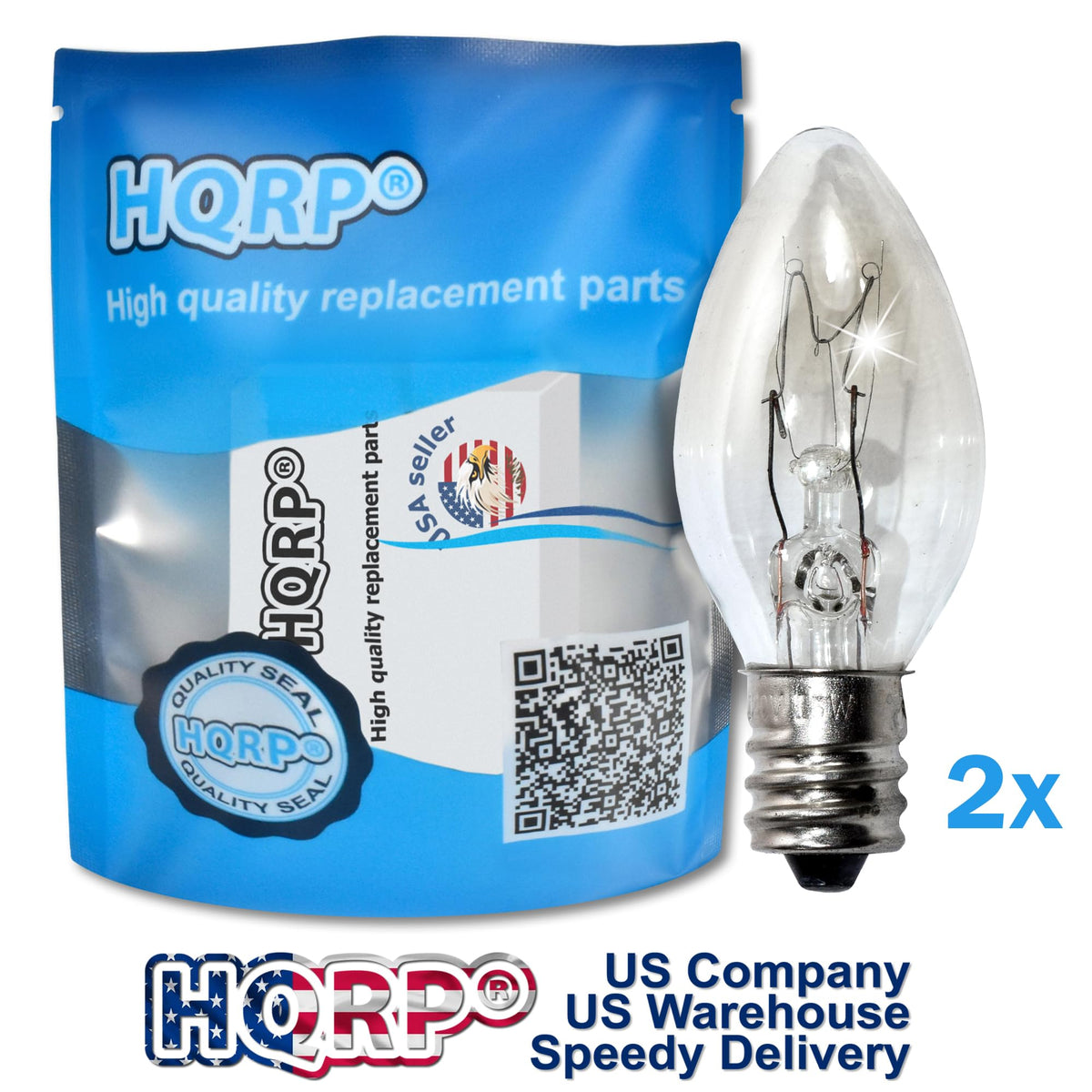 HQRP 2-Pack 15W 120V Light Bulbs for Natural Salt Lamps Compatible with LEVOIT HemingWeigh SMAGREHO Salt Lamp Natural Himilian Hymalain Pink Salt Rock Lamps