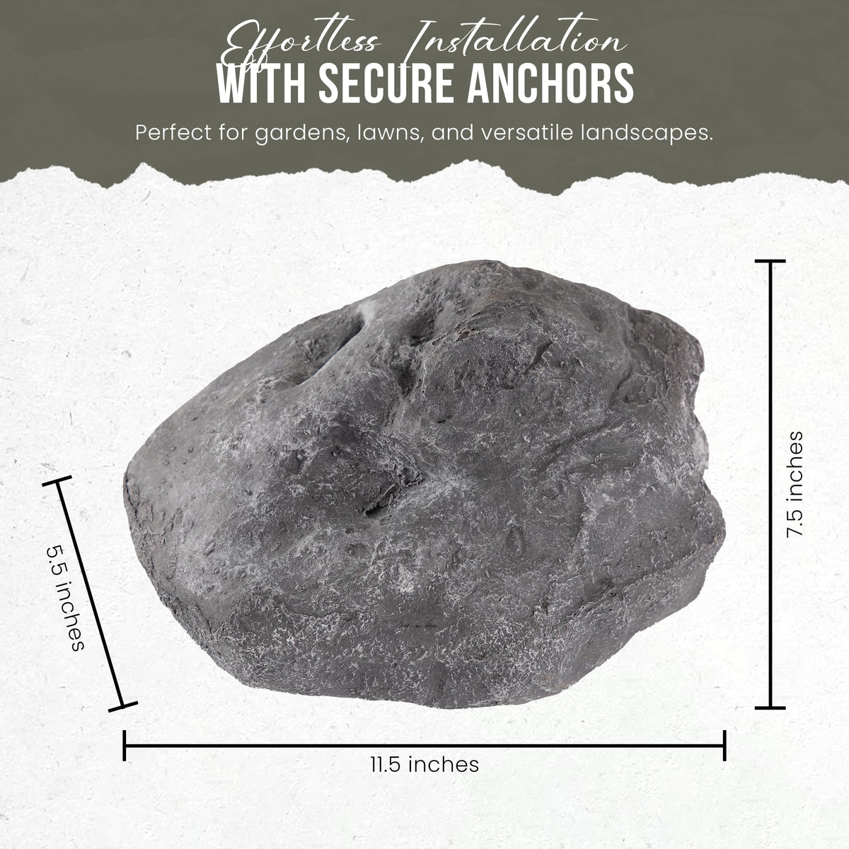 Fake Rock for Outdoor Garden Landscape Décor - Durable Faux Rock - 11.5 x 7.5 x 5.5 Inches