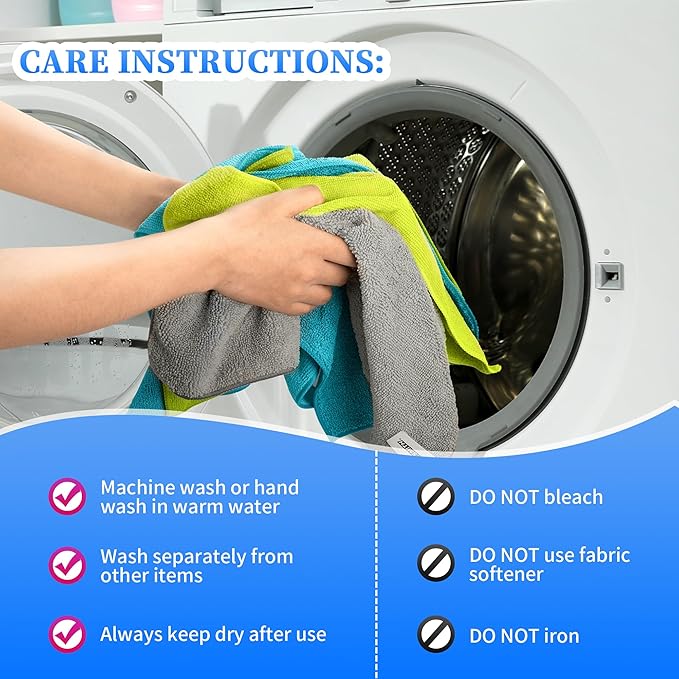 FIXSMITH Shop Towels-200 Pack, 12 x 16 in Microfiber Cleaning Cloth, Highly
