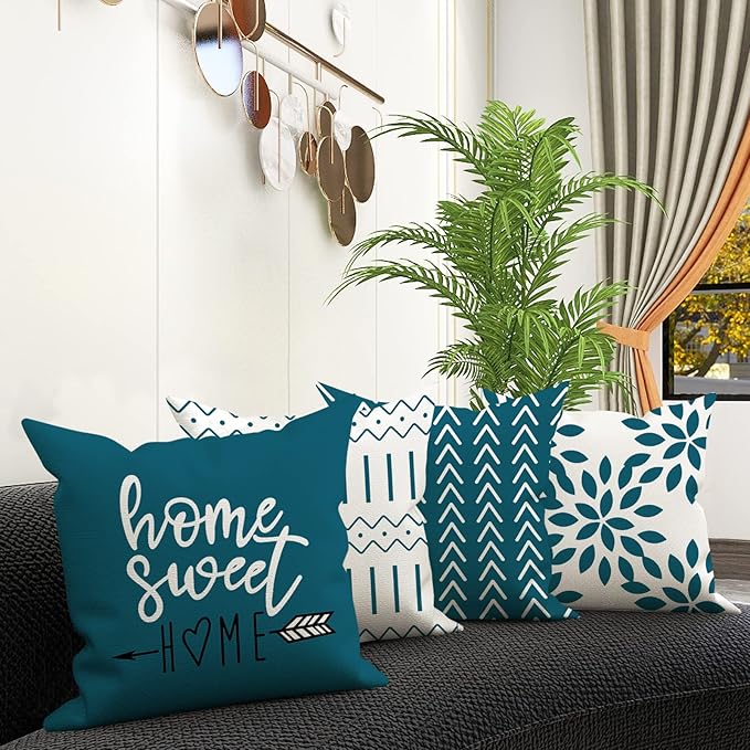 YCOLL Pillow Covers 16x16 Set of 4, Modern Sofa Throw Pillow Cover, Decorative