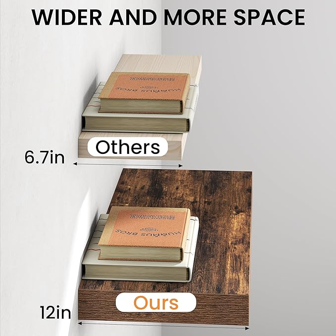 32Inch Floating Shelves for Wall, 12 Inch Deep Shelves for Bedroom, Bathroom