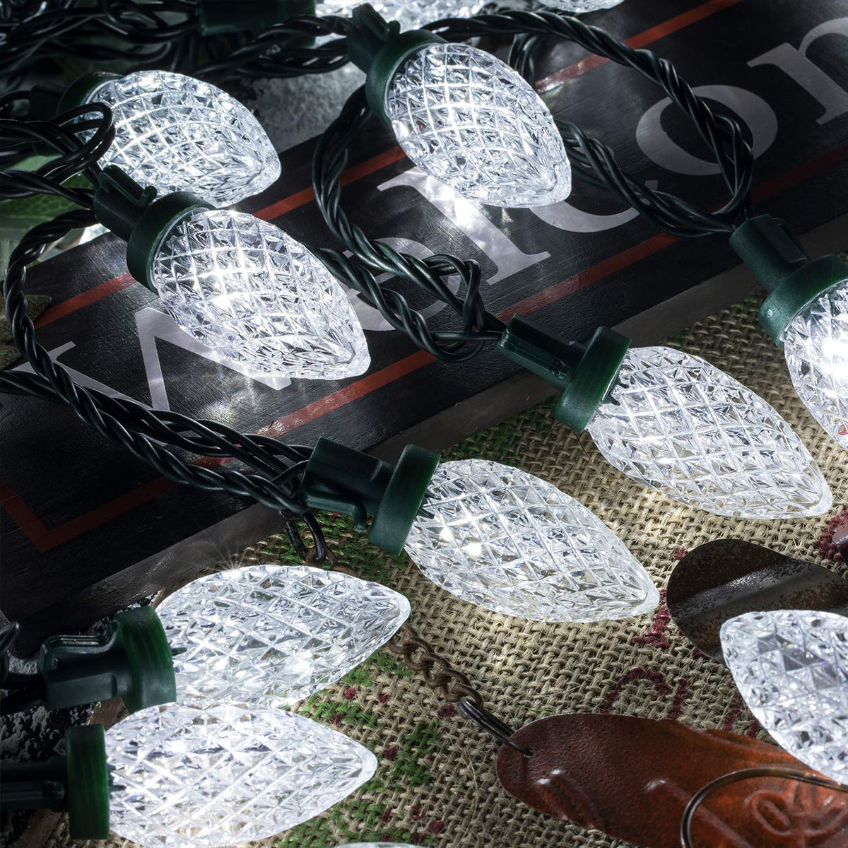 AWQ 100LED 81 FT C9 Christmas String Lights Plug in Fairy Twinkle String Lights 8 Modes Timer Function Waterproof Extendable for Indoor Outdoor Wedding Party Christmas Decoration (100, White)