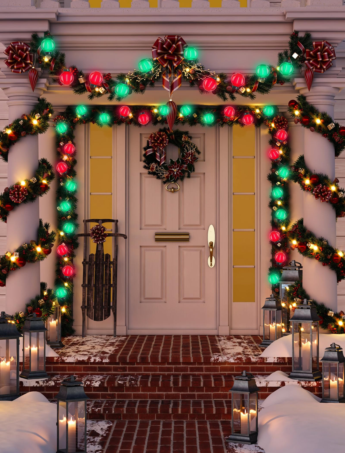 Romasaty G40 LED Christmas String Lights, 50FT Christmas G40 String Lights with 27 Shatterproof LED Clear Red Green Bulbs, Xmas Outdoor Decoration Lights for Patio Backyard Roofline Garden Yard