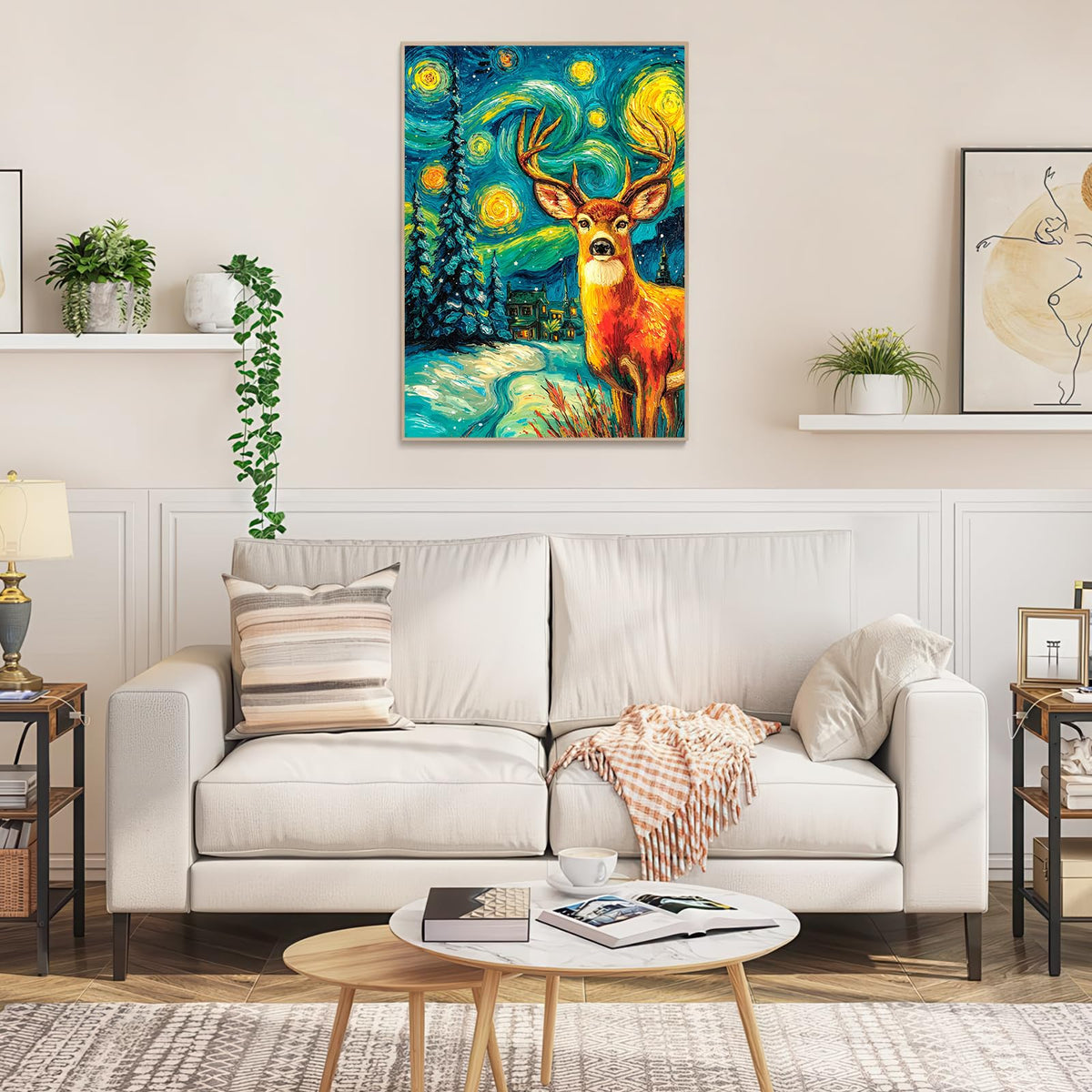 1000 Piece Van Gogh Starry Night Deer Snowy Forest Jigsaw Puzzle