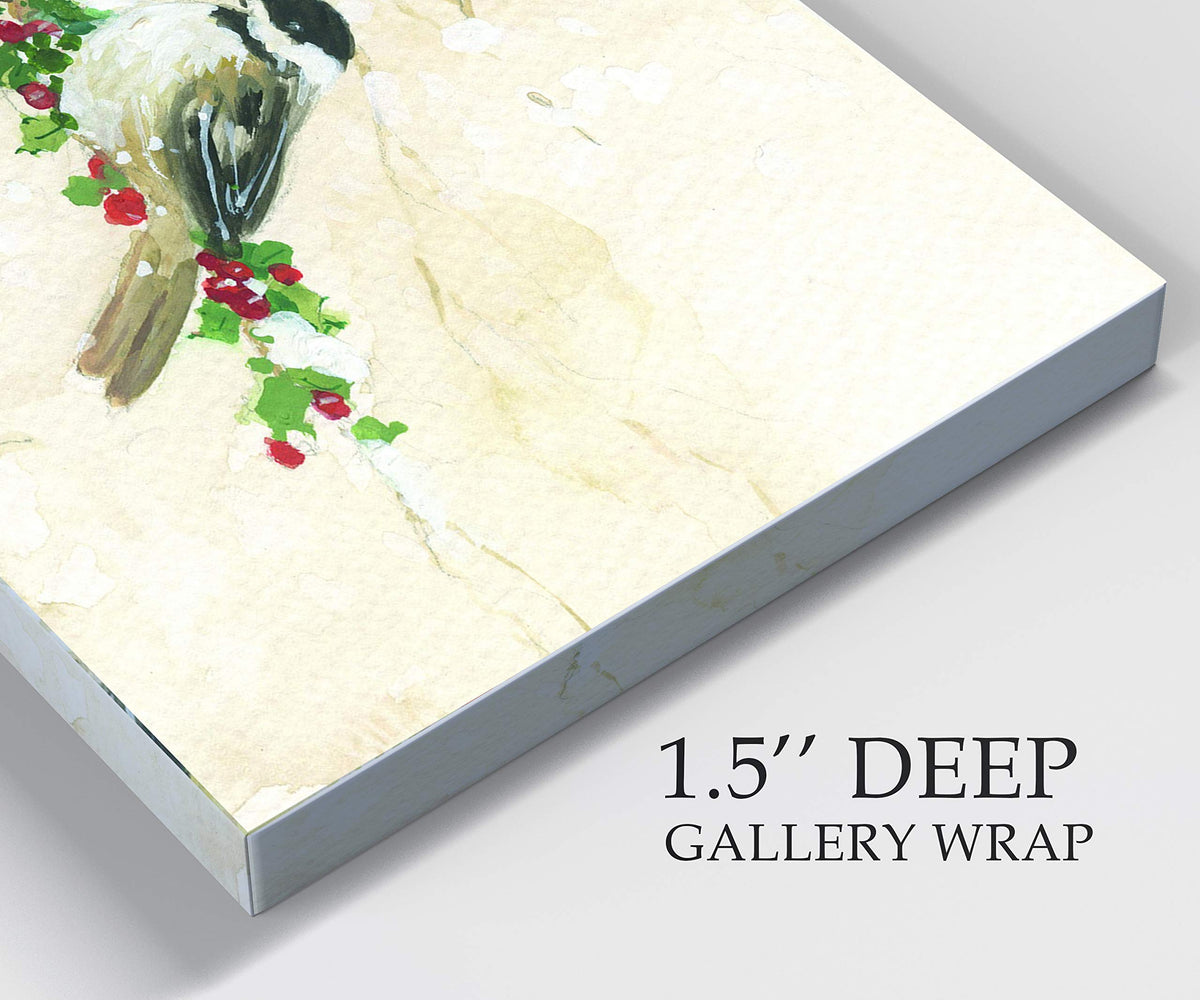 Renditions Gallery Christmas Decorations for Home Chickadees Birds and Holly Xmas Abstract Artwork Wall Hanging Paintings for Bedroom Dining Living Room Office Home Kitchen Wall Decor - 32"X48" LT18