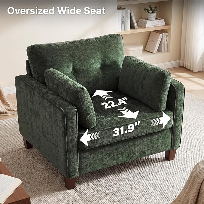 Luxury Oversized Accent Chair, 40.9" Upholstered Comfy Piping Single Armchairs
