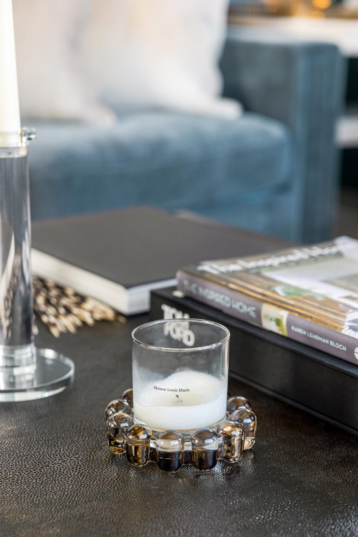 Alice Lane Original Bubble Candle Dish – Chic Smoky Glass Candle Dish for Home Decor – Decorative Modern Candle Holder for Small Candles & Diffusers