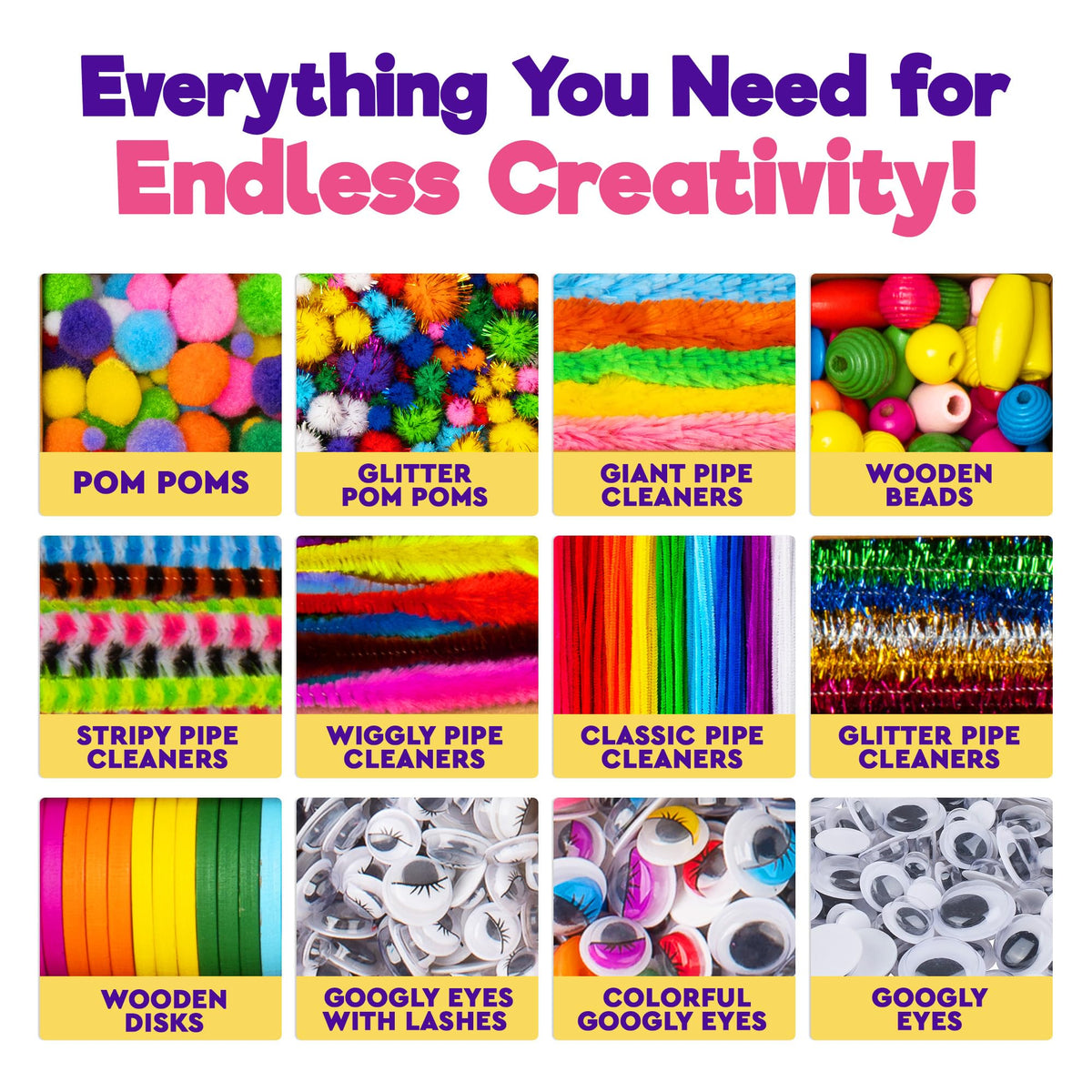 Blue Squid 3000+ pcs Arts and Crafts Supplies for Kids | Craft Kit Box for Kids Age 4-5, 4-8, 6-8, 8-12 | Craft Supplies & Materials Crafts Set Toys Art Box Gifts for Girls Boys Bulk Art Kit