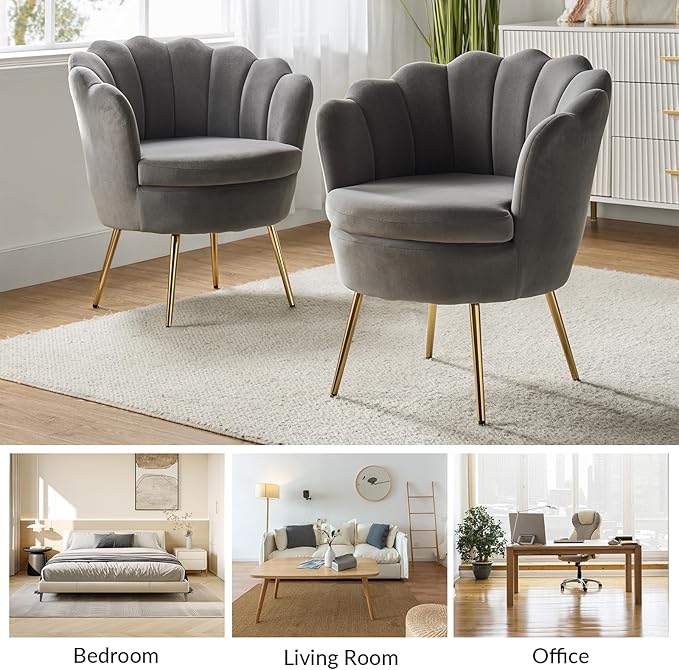 HULALA HOME Modern Velvet Accent Chairs Set of 2