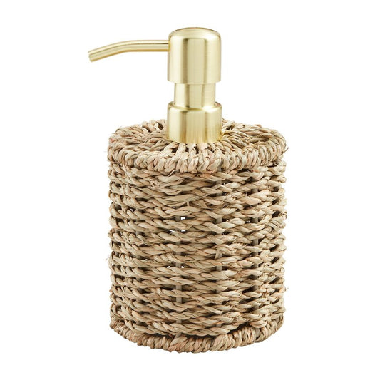 Mud Pie Brown Woven Seagrass Soap Pump; 6" x 3 1/2" Dia