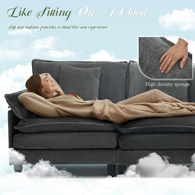 Cloud Couch, Deep Seat Couches for Living Room, Bedroom and Apartment, L Shaped