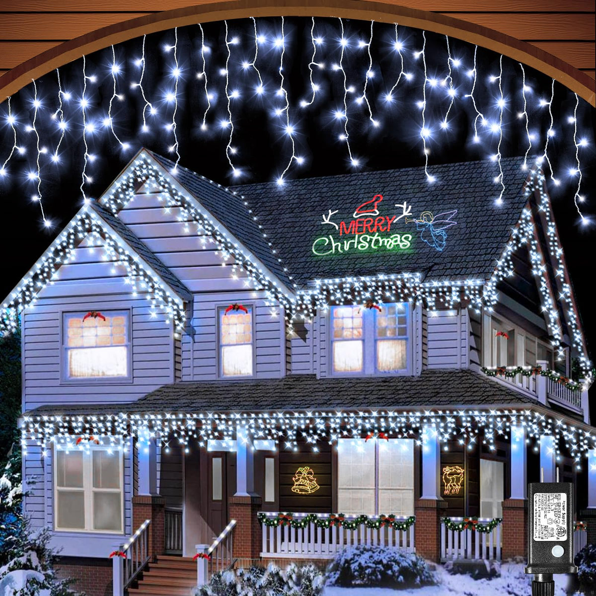 Icicle Christmas Lights Outdoor, 33ft 400 LED Icicle Lights for Outside, Plug in Twinkle Lights Indoor with 8 Modes Timer Waterproof for House Holiday Decor Wedding Christmas Decorations (Cool White)