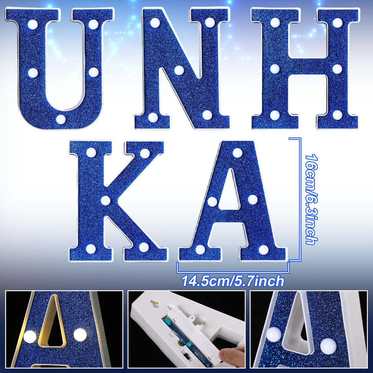 Hanukkah Decorations Hanukkah Sign Light up Letters LED 6.3 Inch Battery Powered Jewish Christmas New Year Mantel Home Decor Party Favor Chanukah Night Light Centerpiece Gift(Battery Not Included)
