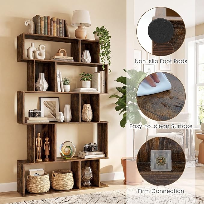 Giantex 5-Tier Bookshelf, 10-Cube Geometric Book Case