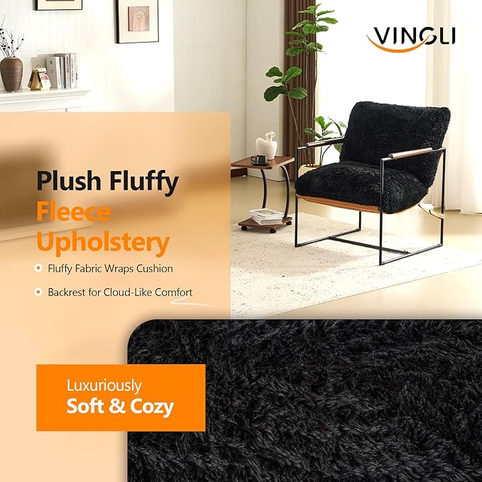 VINGLI 28" Wide Plush Upholstery Sling Modern Accent Chair