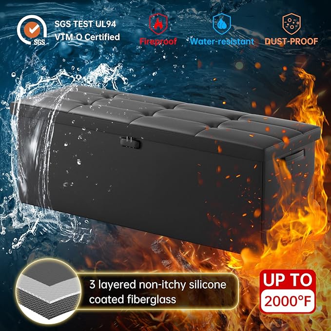 ENGPOW Storage Ottoman, Fireproof Folding Bench