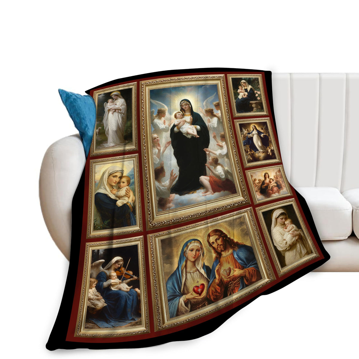 Virgin Mary Blanket Christian Catholic Mother of God Throw Blanket Soft Warm Cozy Fuzzy Plush Gifts for Girls Women Lightweight Fleece Flannel Stuff Gift for Kids Adults 50"X40"