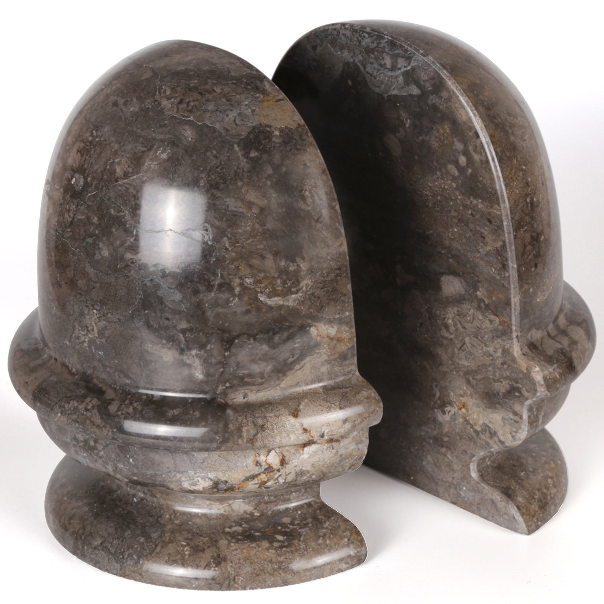 Creative Home Dome-Shaped Solid Marble Bookends – Heavy-Duty Book Ends for Shelves, Home Décor, Office and Classical Interiors, Modern Charcoal Marble Living Room Décor, Set of 2