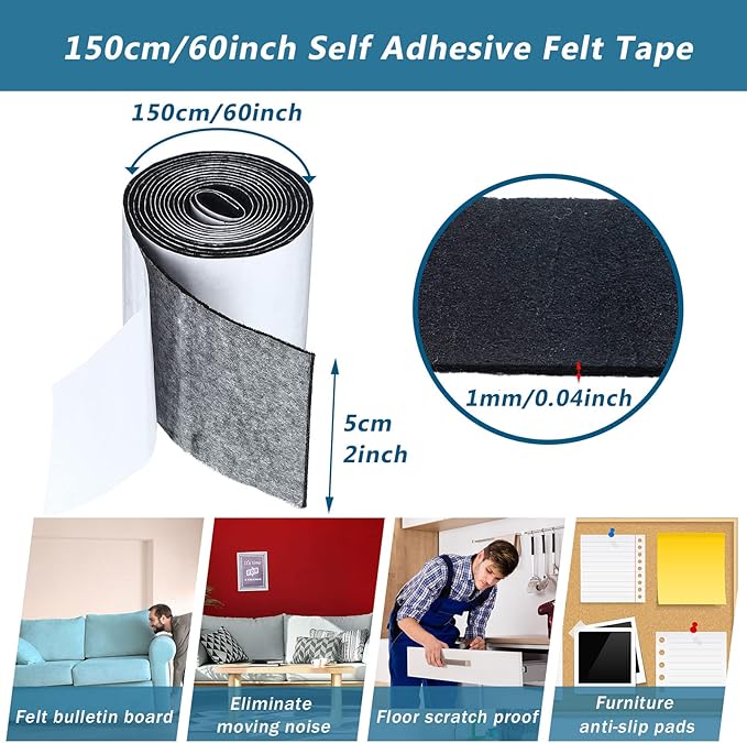 Shappy 2 Packs 120 x 2 x 0.04 Inch Felt Strips