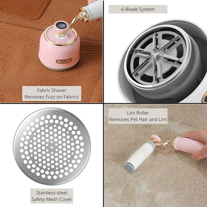 SALAV® Retro Edition 2-in-1 Rechargeable Fabric Shaver and Lint Roller