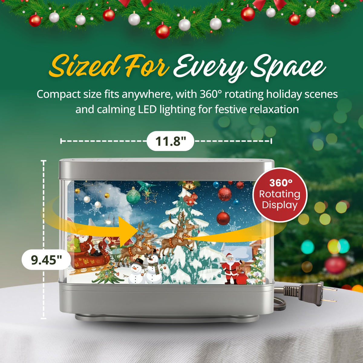 Linda's Essentials Christmas Moving Lamp – LED Holiday Decorative Table Lamp, Festive Winter Scene Night Light for Home Décor, Acrylic Display Lamp
