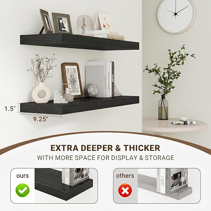 Acovy 36 Inch Floating Shelves, Wooden Shelves