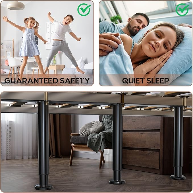 6Pcs Bed Frame Support Leg, Adjustable Height 5.8"-9", Extra Sturdy Steel Bed
