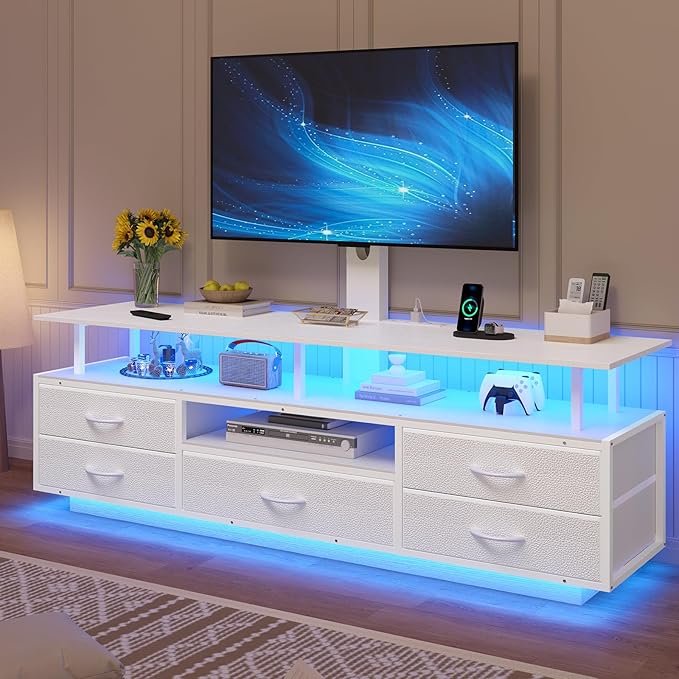 BTHFST TV Stand with Mount for 45/55/65/70 inch TVs, 51.2" LED TV Stand with