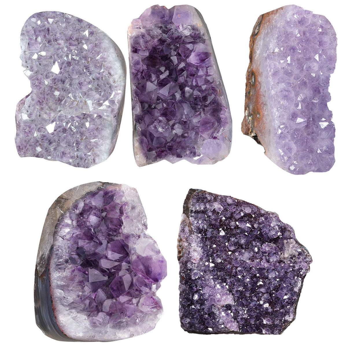TUMBEELLUWA 500-600g Natural Amethyst Crystal Cluster Gemstone Specimen for Home Decoration Raw Druzy Geode Quartz Stone Figurine for Reiki Healing Meditation, 2.76”-5.3”