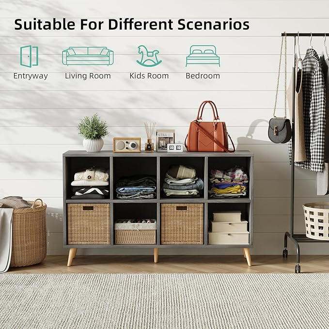 8-Cube Bookshelf 2 Tier Retro Bookcase