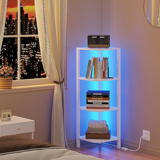 TUTOTAK Corner Shelf, 4-Tier Corner Bookshelf