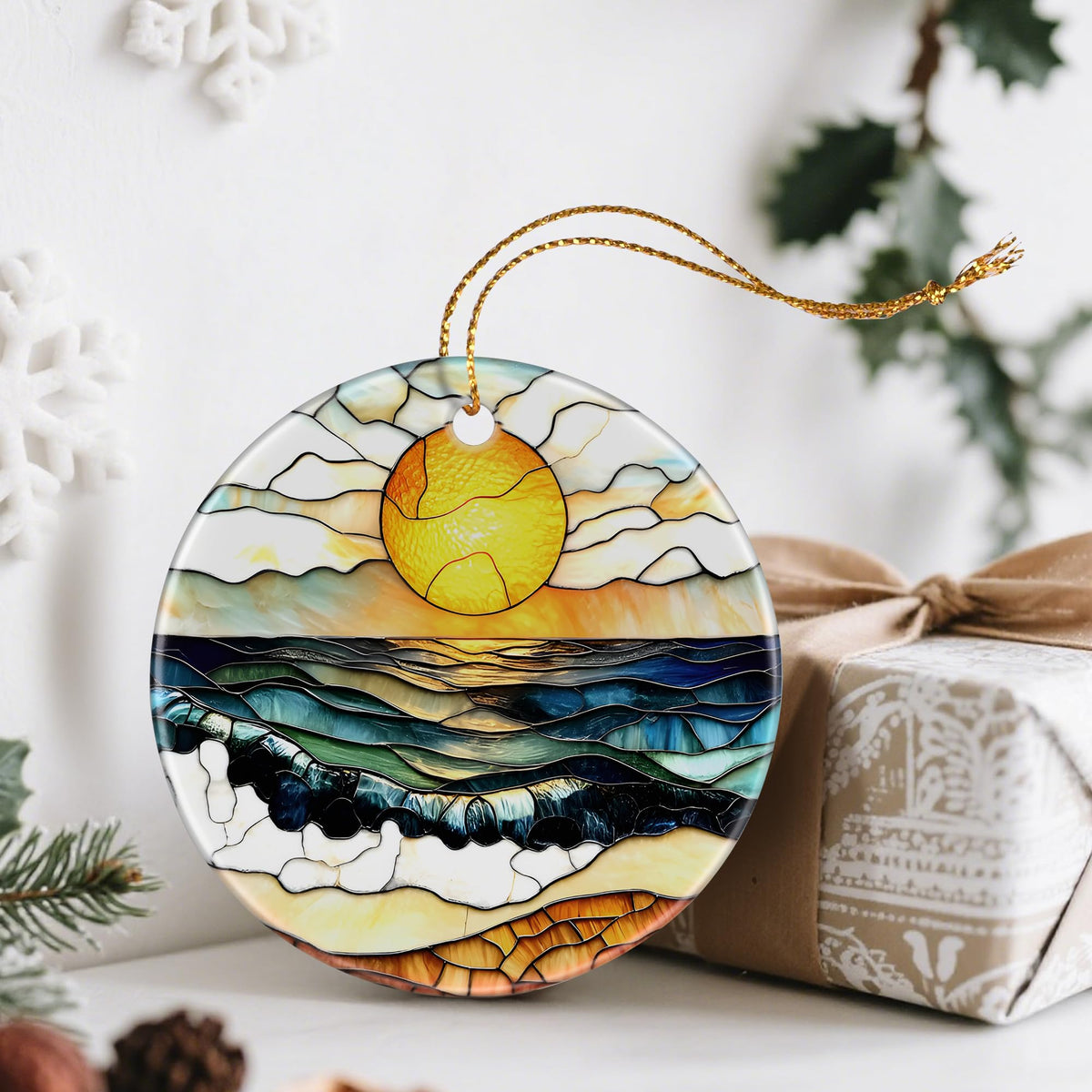 Beach Sunset Ornaments, Christmas Ornaments: Christmas Tree Decorations, Holiday Decor, Stocking Stuffers, Gift Ideas, Xmas Gifts & Gifts for Beach Lover