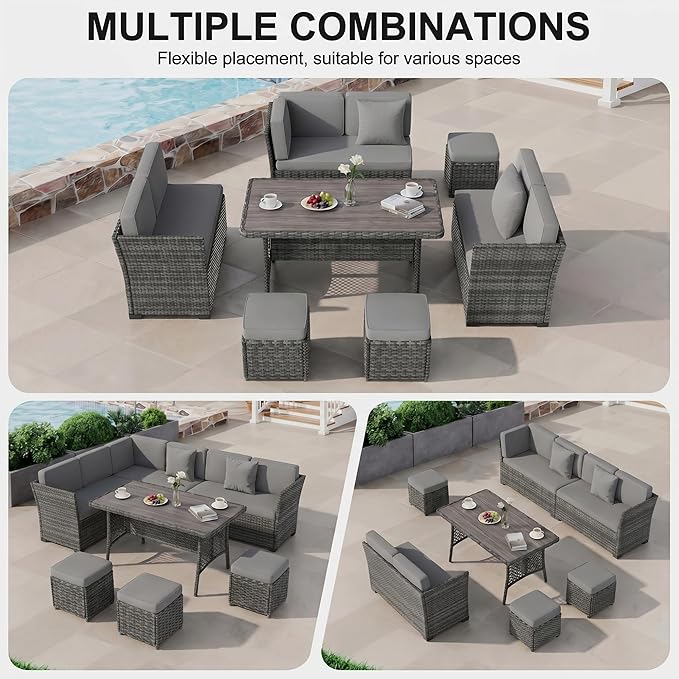 LOUVIXA 7 Pieces Patio Furniture Set, Outdoor Patio Furniture, Wicker