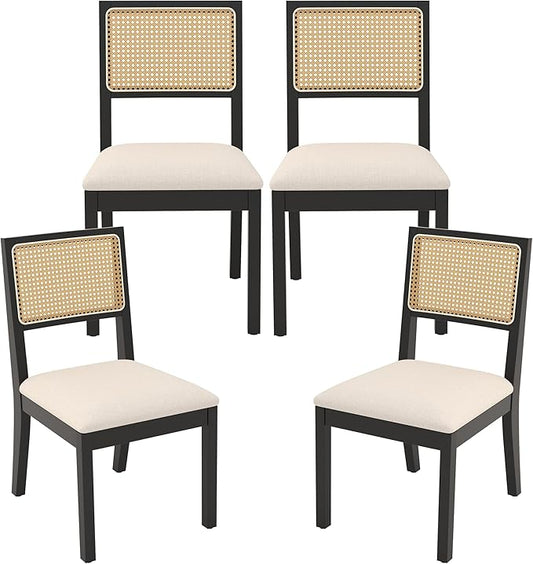 Westice Rattan Dining Chairs Set of 4, Farmhouse Natural Dining Room Chairs