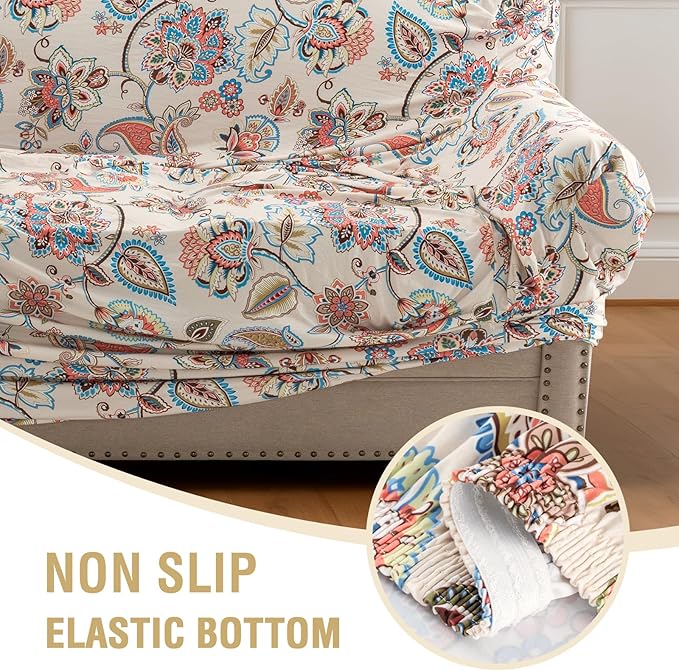 H.VERSAILTEX Floral Pattern Couch Cover Printed Sofa Covers Washable High