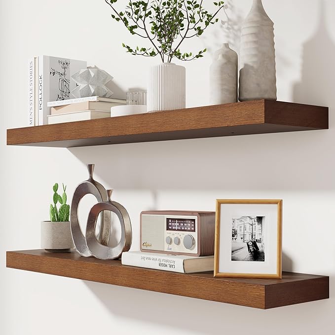 fuqing Rustic Floating Shelves for Wall, 36 Inch Floating Shelves Set of 2