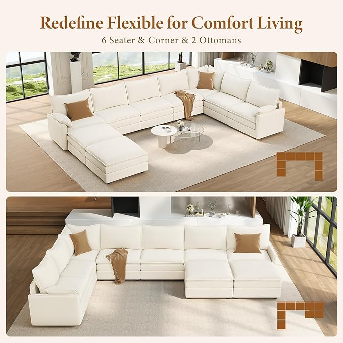 Vesgantti Large Modular Sectional Sofa, Big Comfy Cloud Couch