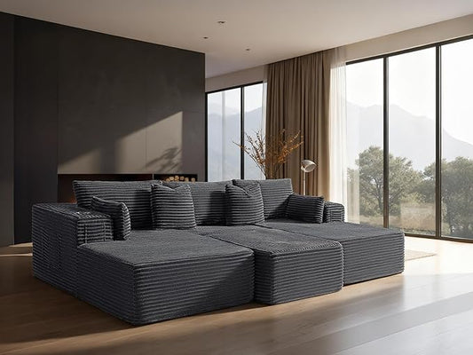 108" Cloud Sectional Couch, Comfort Sleep Sofa