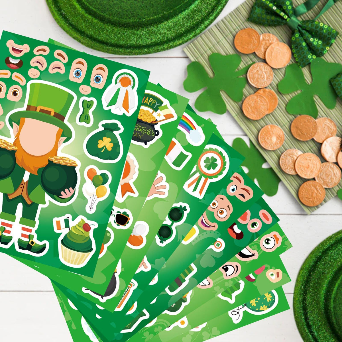 27 Sheets St. Patrick's Day Stickers for Kids Toddlers, Make a Face Stickers, Make Your Own Stickers DIY Saint Patrick Irish Stickers for St. Patrick's Day Craft Party Favor Decorations