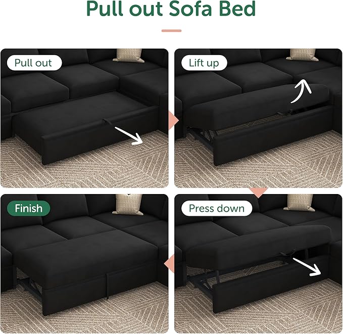 HONBAY Sectional Sleeper Couch